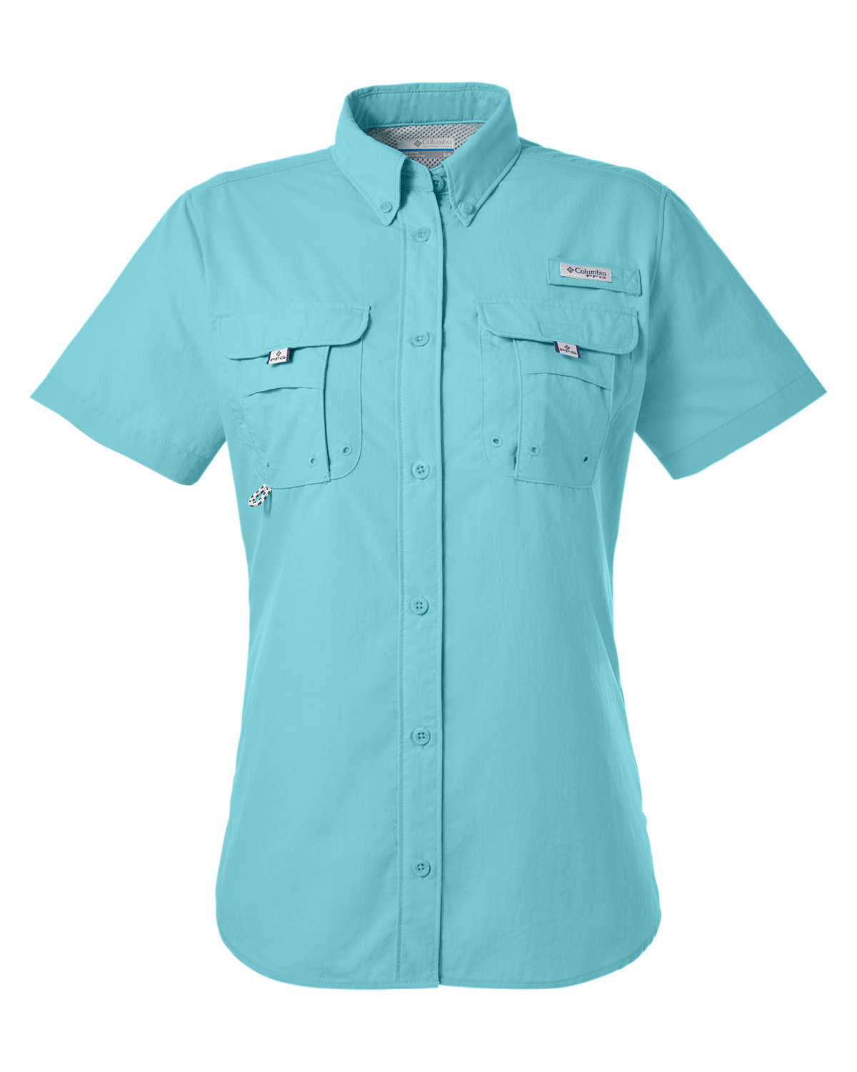 Columbia Shirt Mens Large Blue PFG Button Up Short Sleeve Embroidered Back  Vent